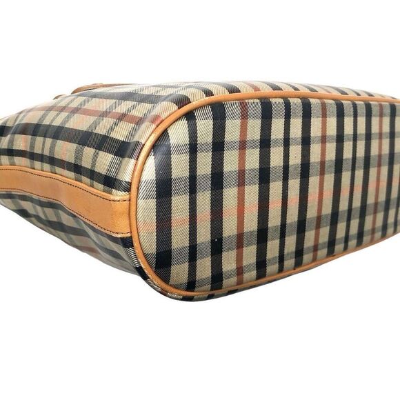 Authentic DAKS London Check Pattern Tan Tote Bag - Picture 7 of 14